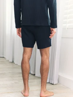 Chelsea Peers Blue Waffle Lounge Shorts - Navy