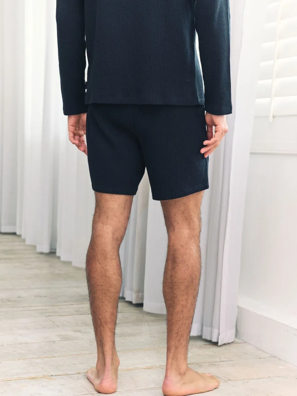 Chelsea Peers Blue Waffle Lounge Shorts - Navy