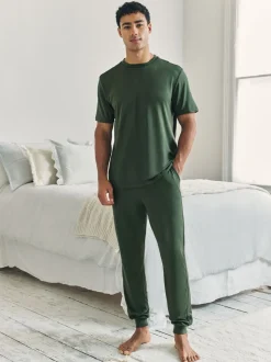 Chelsea Peers Green Crew Neck Short Pyjamas Set