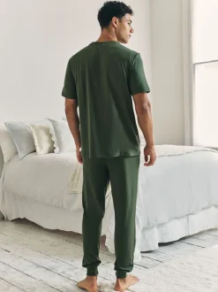 Chelsea Peers Green Crew Neck Short Pyjamas Set