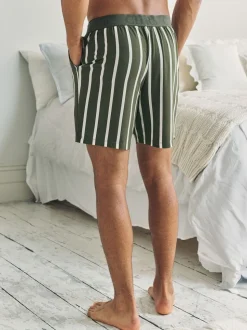 Chelsea Peers Green Stripe Button Up Pyjama Shorts - Khaki