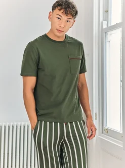 Chelsea Peers Green Stripe Crew Long Pyjamas Set