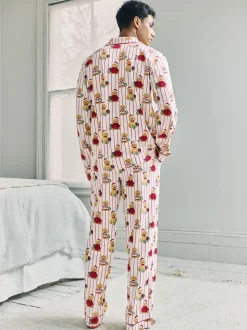 Chelsea Peers Natural Cotton Chip the Christmas Cockapoo Dog Print Long Pyjamas Set
