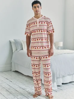 Chelsea Peers Natural The Bear Christmas Fair Isle Print Long Pyjamas Set