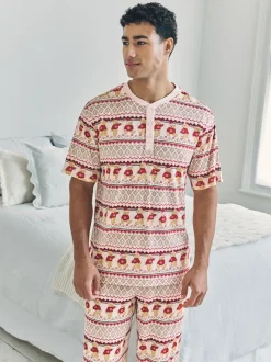 Chelsea Peers Natural The Bear Christmas Fair Isle Print Long Pyjamas Set