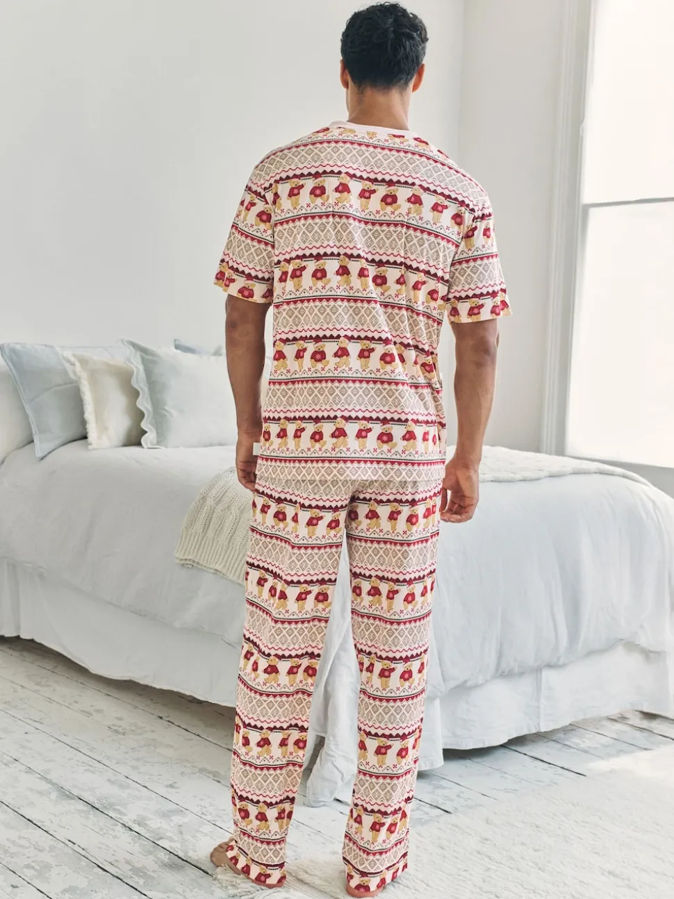 Chelsea Peers Natural The Bear Christmas Fair Isle Print Long Pyjamas Set