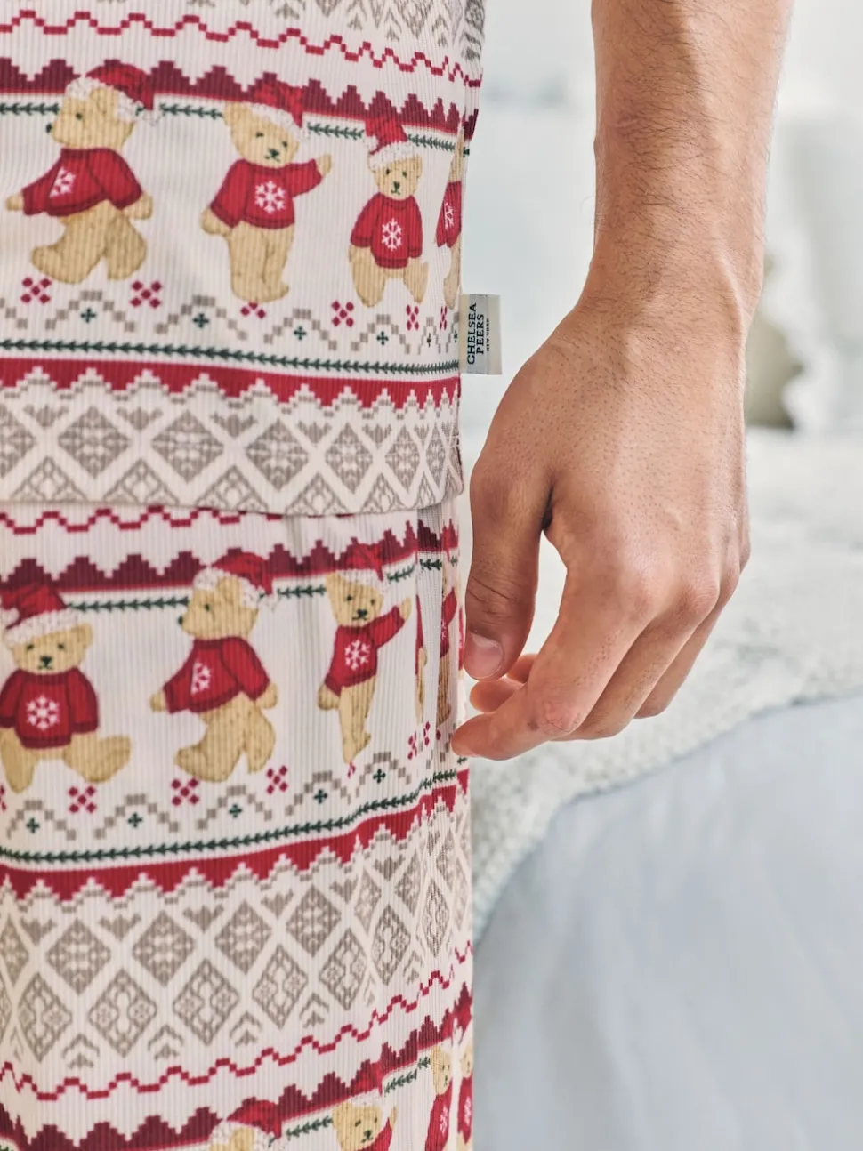 Chelsea Peers Natural The Bear Christmas Fair Isle Print Long Pyjamas Set