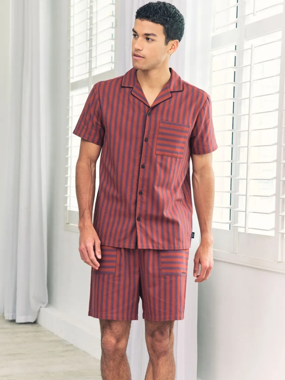 Chelsea Peers Red Blurred Stripe Short Pyjamas Set