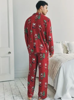 Chelsea Peers Red Christmas Santa Snowball Print Long Pyjamas Set
