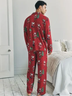 Chelsea Peers Red Christmas Santa Snowball Print Long Pyjamas Set