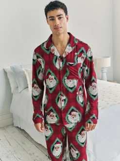 Chelsea Peers Red Christmas Jolly Santa Print Long Pyjamas Set