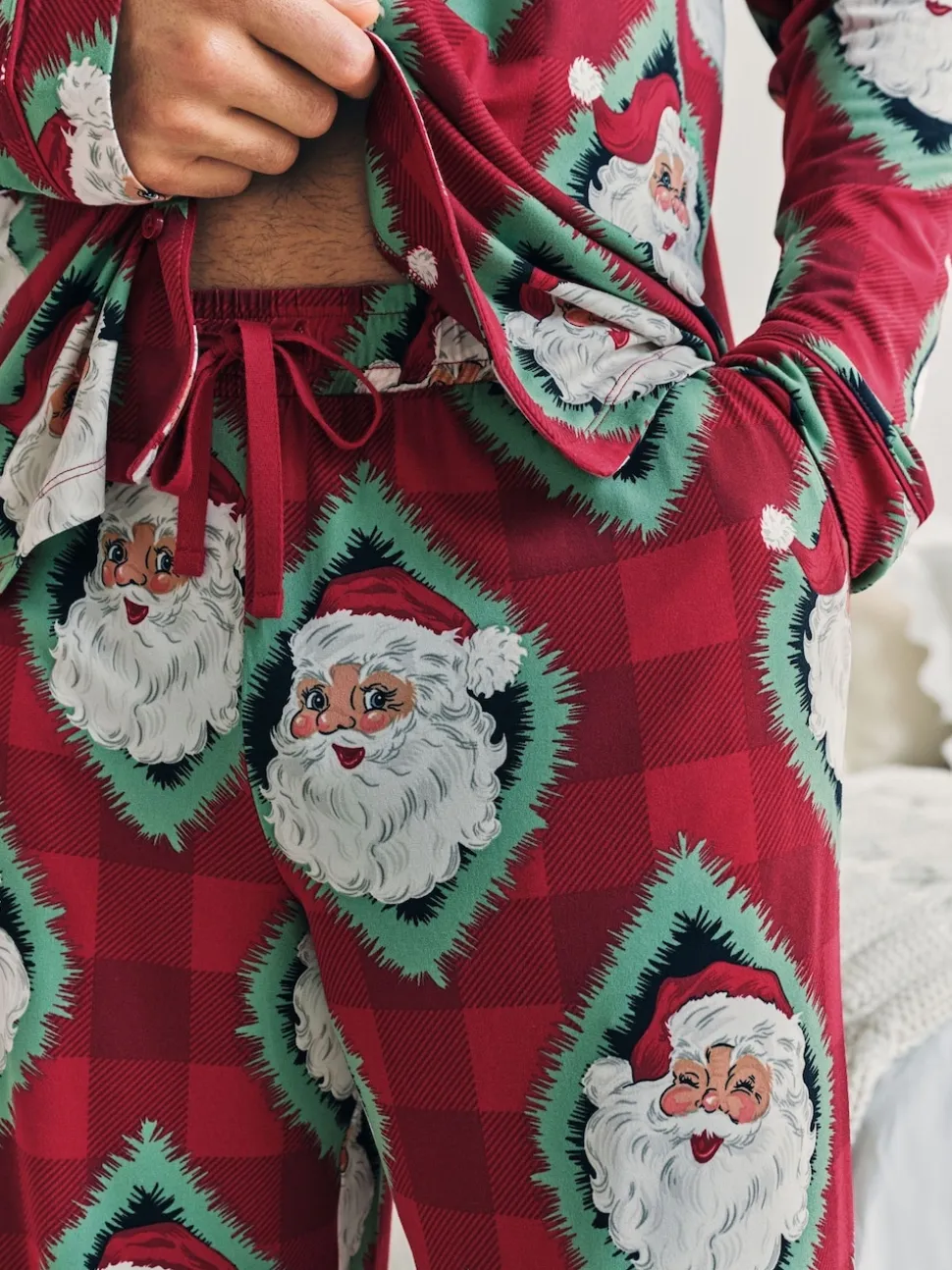 Chelsea Peers Red Christmas Jolly Santa Print Long Pyjamas Set