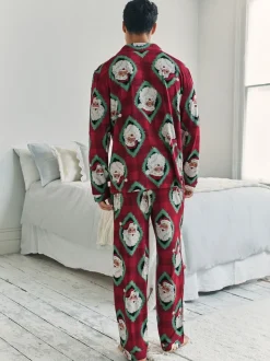 Chelsea Peers Red Christmas Jolly Santa Print Long Pyjamas Set