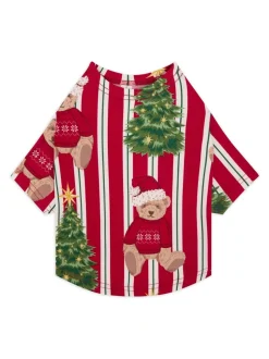 Chelsea Peers Red Pet Christmas Teddy Bear Stripe Print Pyjamas T-Shirt