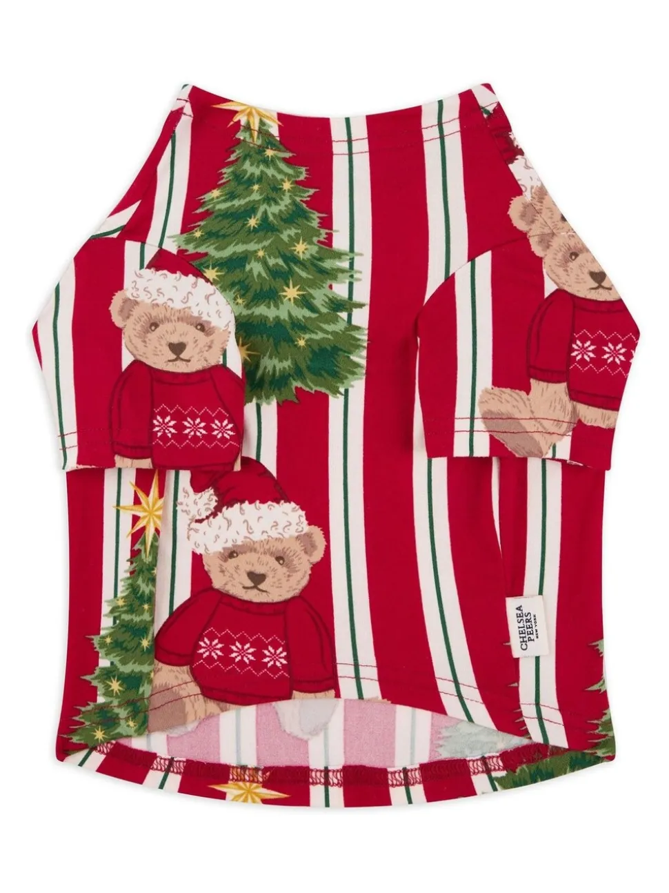 Chelsea Peers Red Pet Christmas Teddy Bear Stripe Print Pyjamas T-Shirt