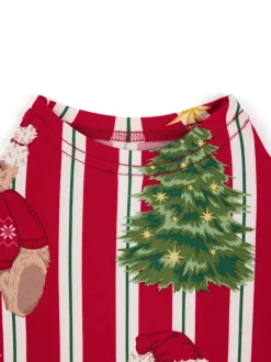 Chelsea Peers Red Pet Christmas Teddy Bear Stripe Print Pyjamas T-Shirt
