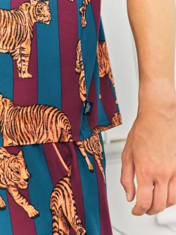 Chelsea Peers Red Tiger Stripe Print Long Pyjamas Set