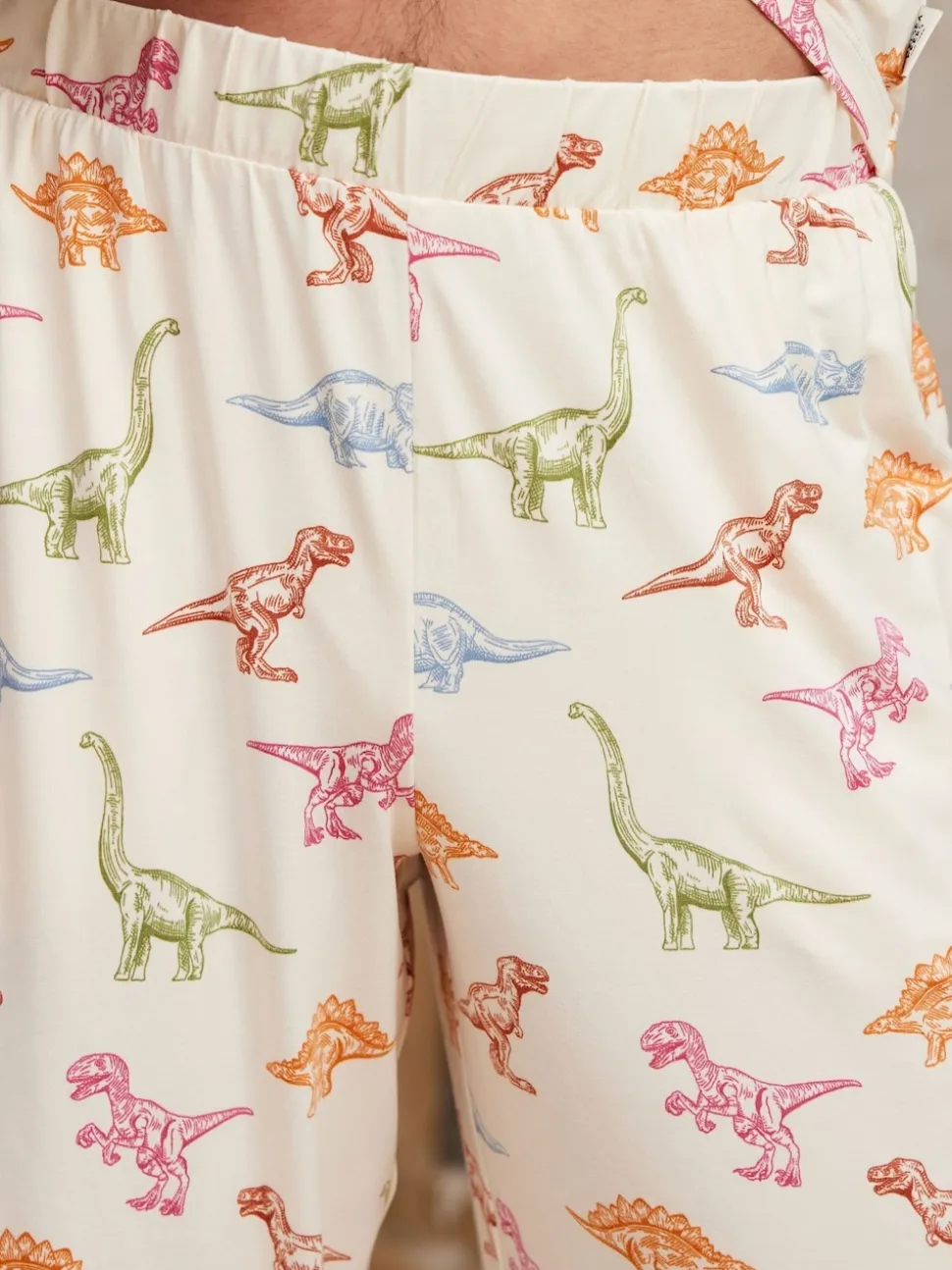 Chelsea Peers White Dinosaur Print Long Pyjama Set