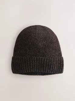 Chocolate Brown Chenille Beanie Hat