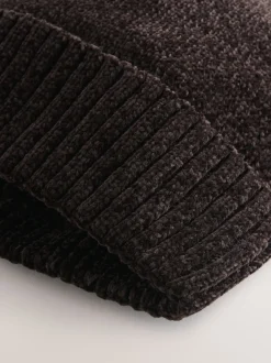 Chocolate Brown Chenille Beanie Hat