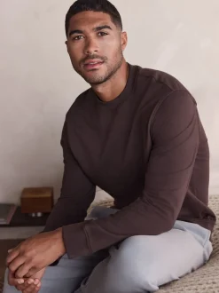 Chocolate Brown Lightweight Crew Neck Sweatshirt