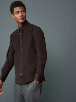 Chocolate Brown Long Sleeve Cord Shirt