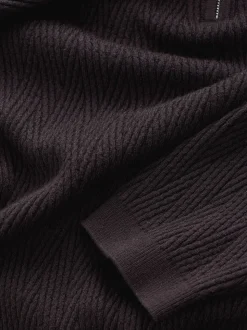Chocolate Brown N.Premium Regular Fit Mid Weight Cable Quarter Zip Neck Jumper