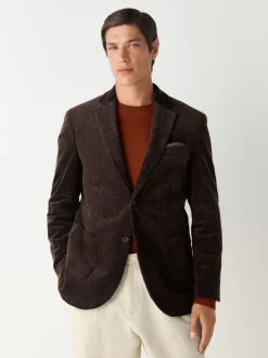 Chocolate Brown Regular Fit Cord Blazer