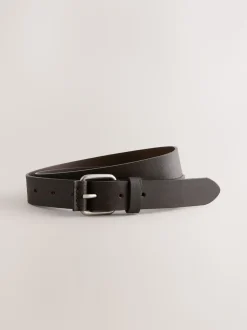 Chocolate Brown Roller Tab Casual Leather Belt