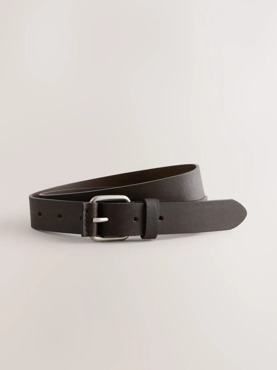 Chocolate Brown Roller Tab Casual Leather Belt
