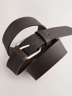 Chocolate Brown Roller Tab Casual Leather Belt