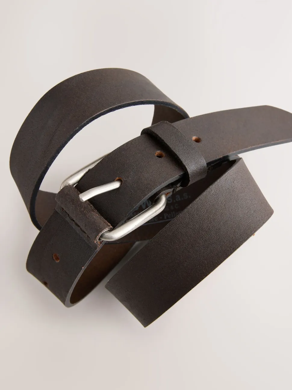 Chocolate Brown Roller Tab Casual Leather Belt