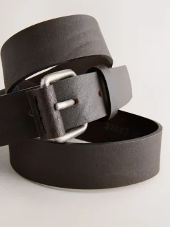 Chocolate Brown Roller Tab Casual Leather Belt