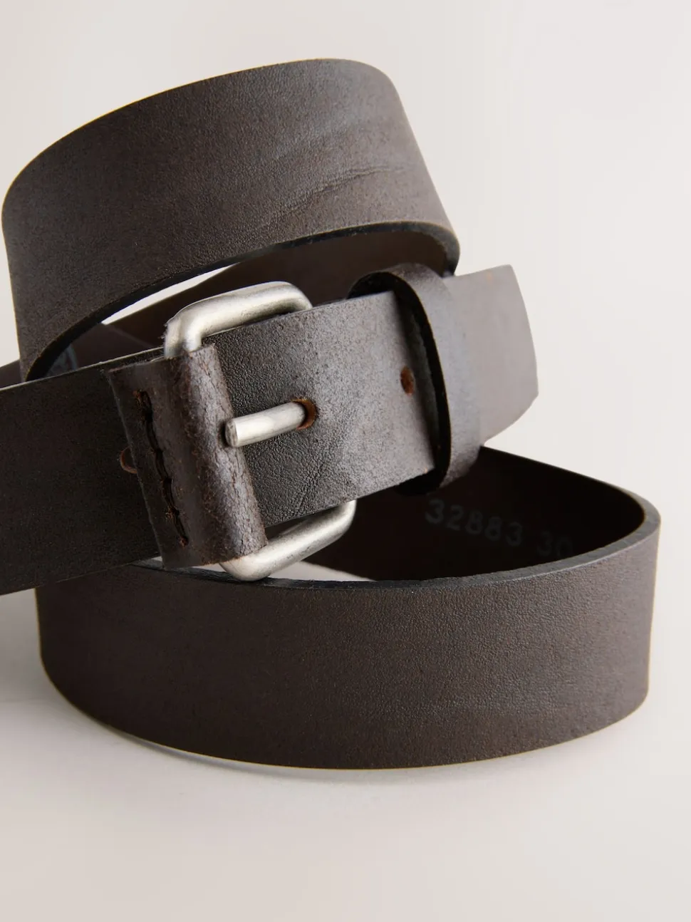 Chocolate Brown Roller Tab Casual Leather Belt