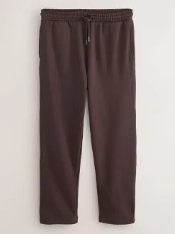 Chocolate Brown Straight Fit Brushback Heavyweight Joggers