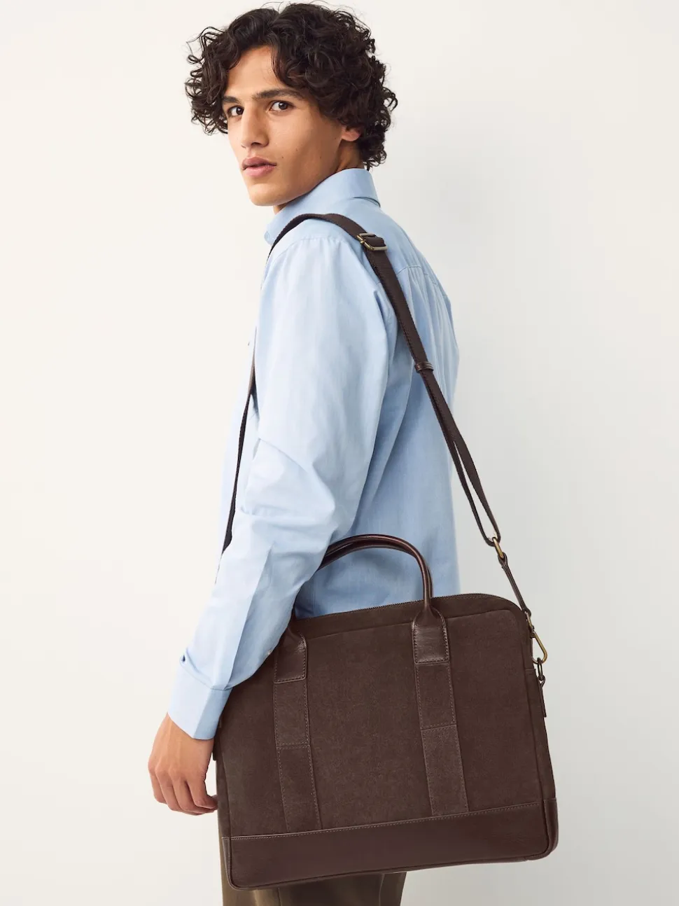 Chocolate Brown Suede Briefcase