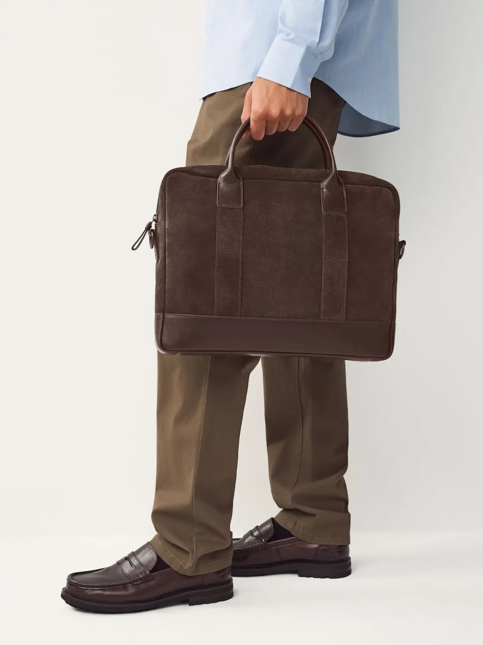 Chocolate Brown Suede Briefcase
