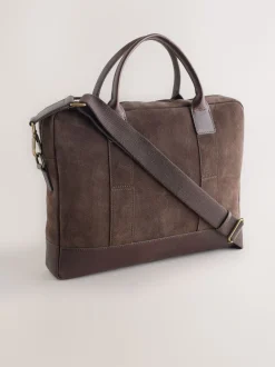 Chocolate Brown Suede Briefcase