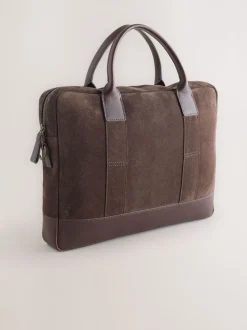 Chocolate Brown Suede Briefcase