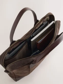 Chocolate Brown Suede Briefcase