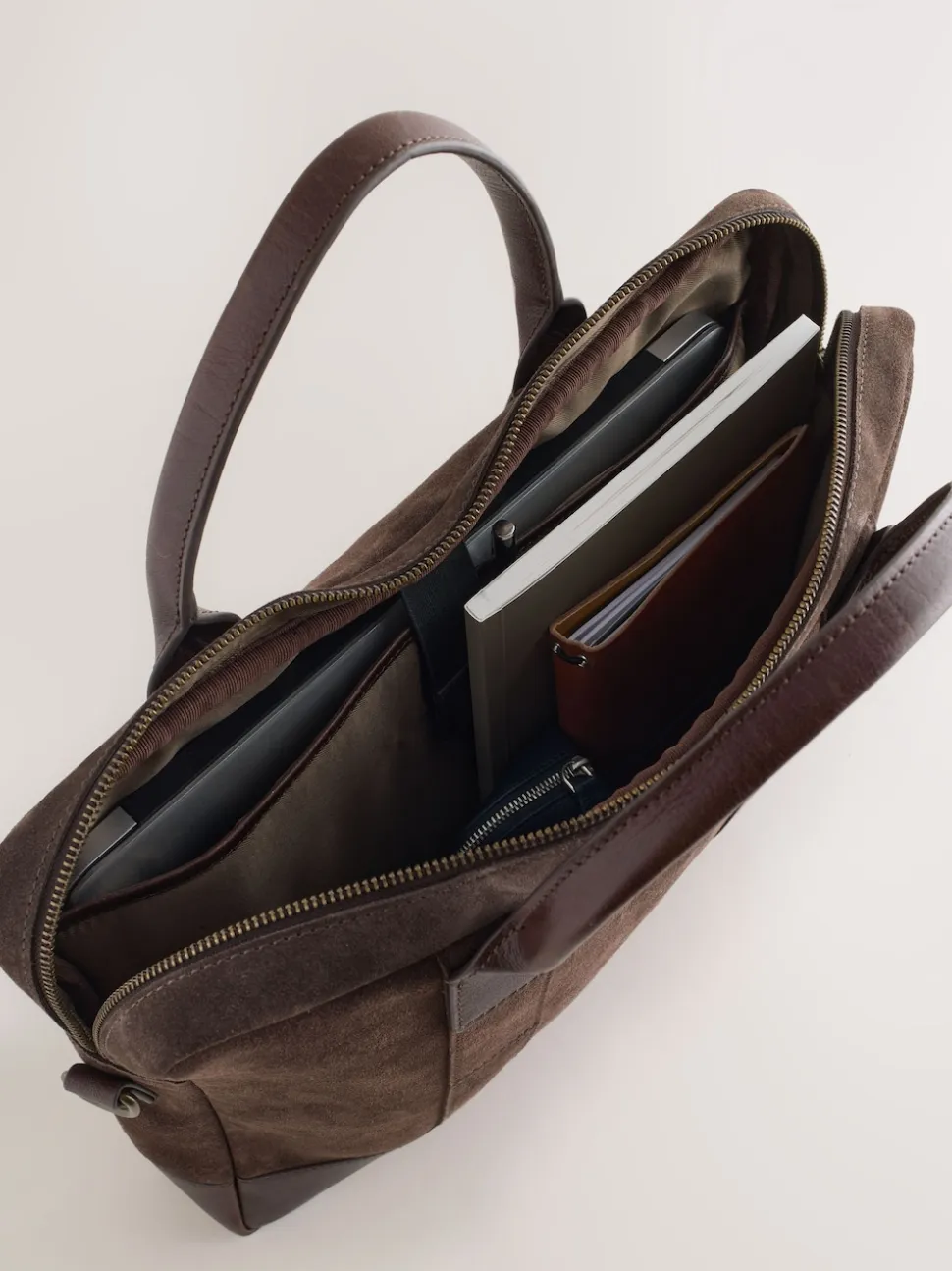 Chocolate Brown Suede Briefcase