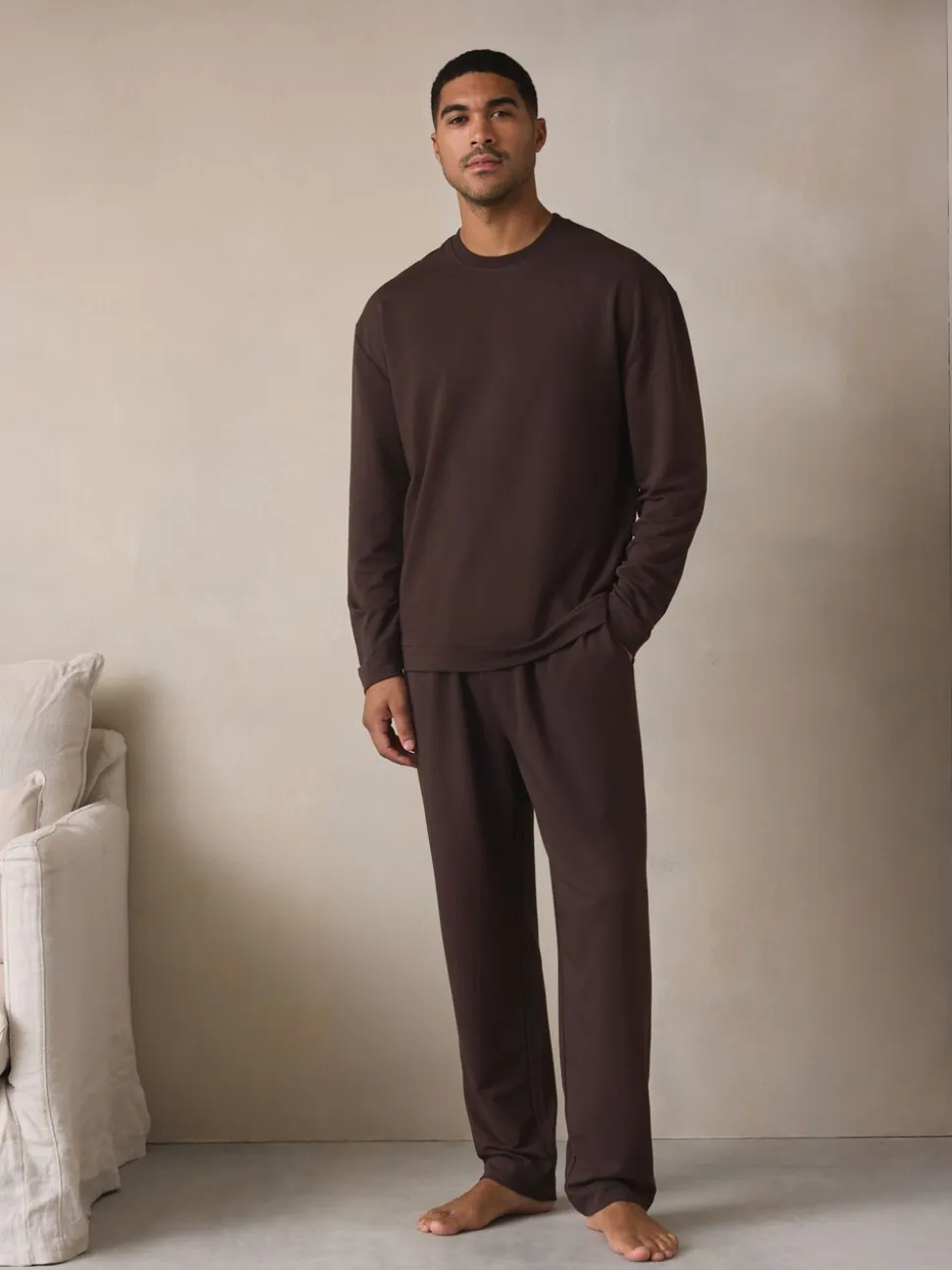 Chocolate Brown TENCEL™ Modal Blend Long Sleeve Lounge Set