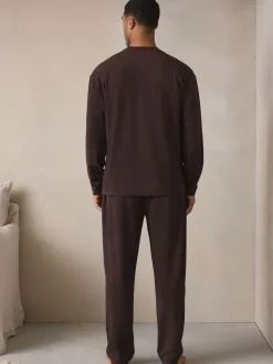 Chocolate Brown TENCEL™ Modal Blend Long Sleeve Lounge Set