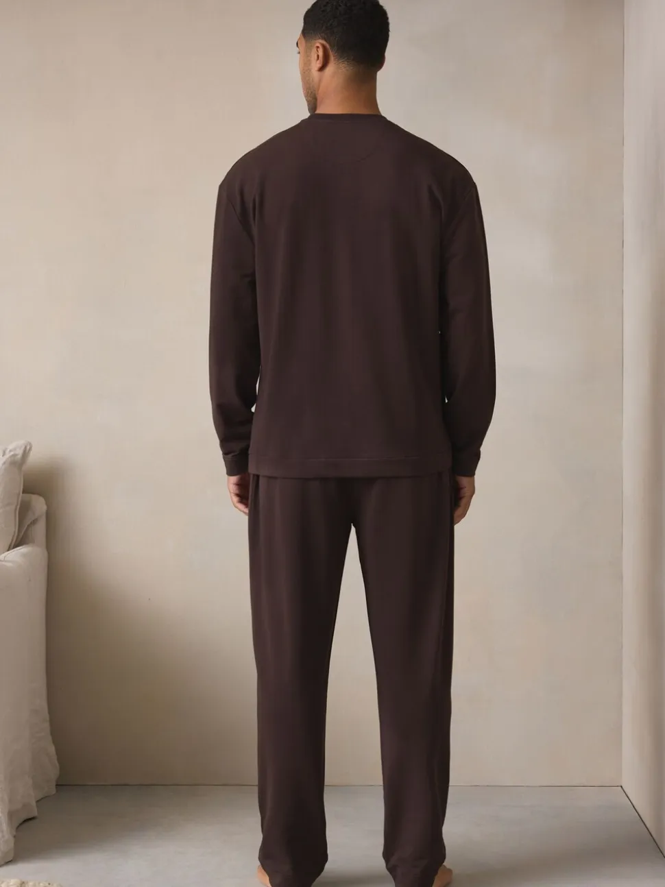 Chocolate Brown TENCEL™ Modal Blend Long Sleeve Lounge Set