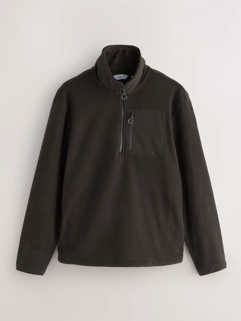 Chocolate Brown Zip Neck Utility Style Polar Fleece