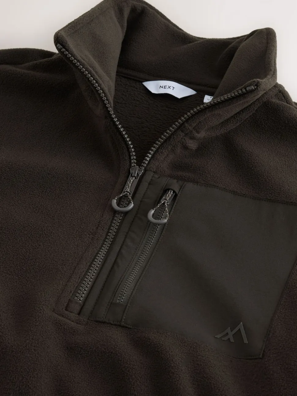 Chocolate Brown Zip Neck Utility Style Polar Fleece