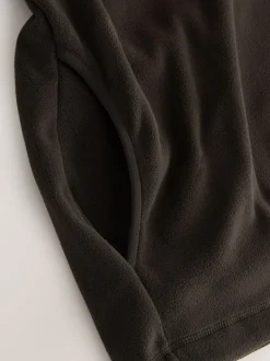 Chocolate Brown Zip Neck Utility Style Polar Fleece