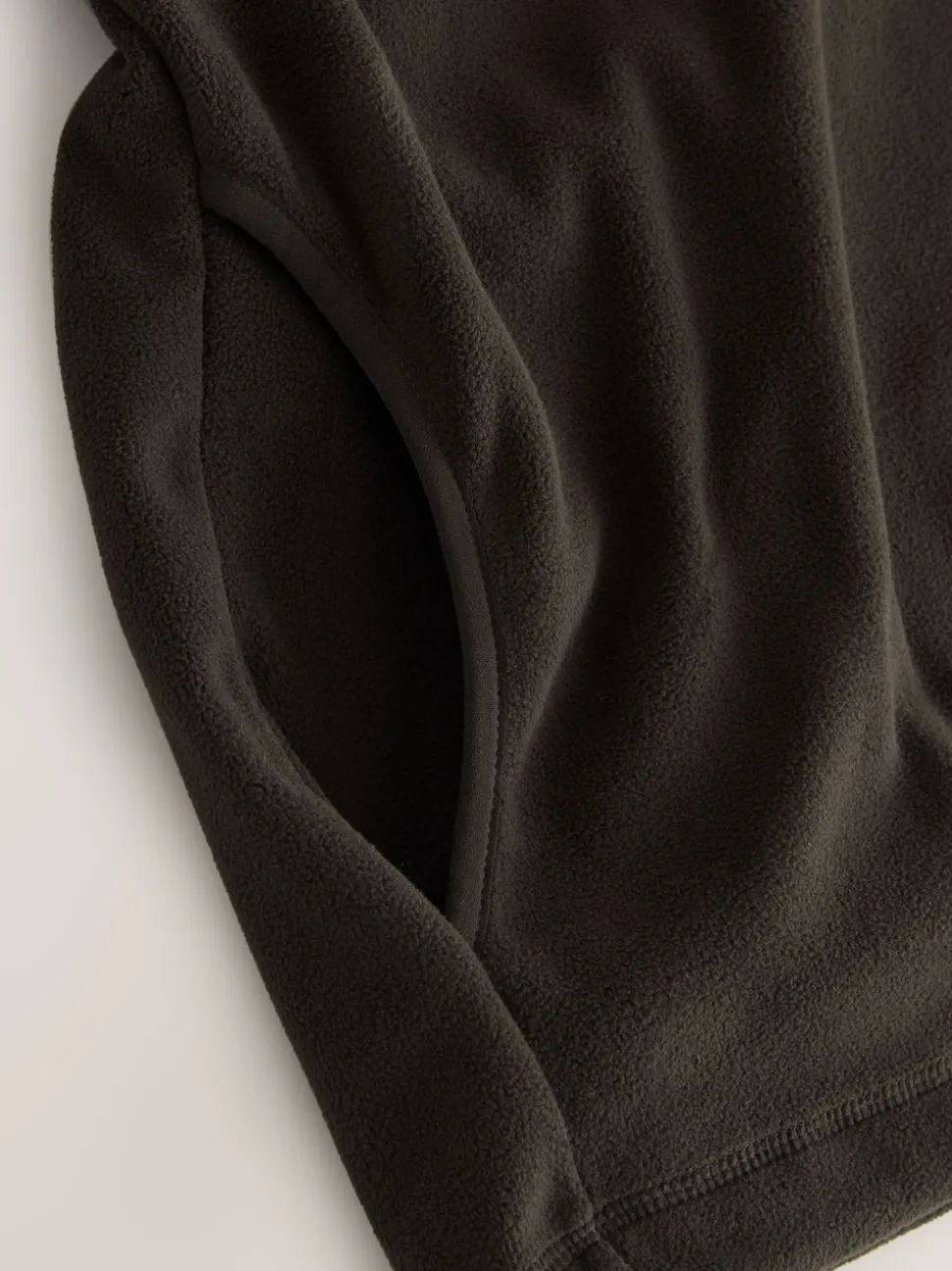 Chocolate Brown Zip Neck Utility Style Polar Fleece
