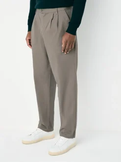 Clay Relaxed Tapered Fit Twin Pleated Stretch Chinos Trousers