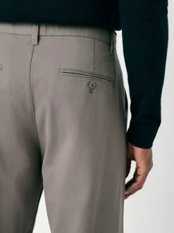 Clay Relaxed Tapered Fit Twin Pleated Stretch Chinos Trousers